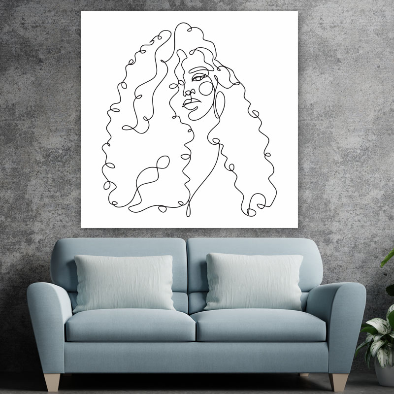 Πίνακας σε καμβά Line Art Curly Hair